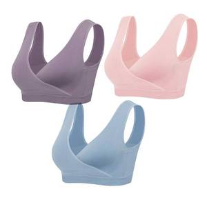 lot 20075 image: Lemef Nursing Sleep Bras Wirefree Maternity Breastfeeding Bras 3 Pack Medium