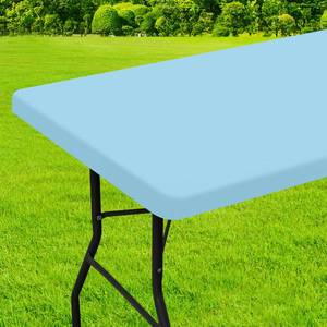 lot 20098 image: homing Rectangle Table Cloth Cover, Waterproof Polyester Elastic Fitted Tablecloth, Fits for 6 Foot Folding Tables, Washable Table Protector for Picnic, Camping, Outdoor (Light Blue, 30 x 72)