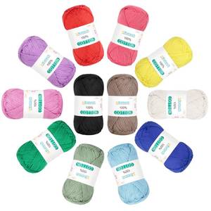 lot 20099 image: Katech 1OO% Cotton Yarn for Crocheting & Knitting��12-Color of 137 Yards1.76 oz Baby Cotton Yarn Sport Weight CYC #2-Soft & Breathable-Ideal for Dishcloths, Baby Clothes, Potholders(B) (9 ONLY)