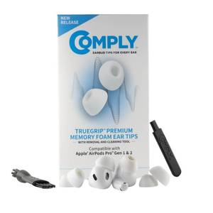 lot 20101 image: Comply TrueGrip  Premium Memory Foam Replacement Earbud Tips for Apple AirPods Pro 1 & 2  Enhanced Comfort, Secure Fit, Superior Noise Isolation, Removal & Cleaning Tool  White (SML) (3 Pairs)