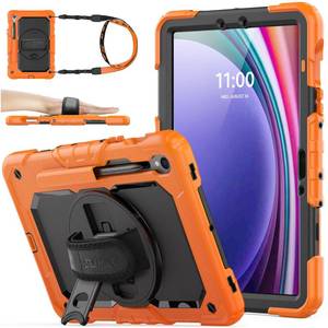 lot 20105 image: SEYMAC stock Case for Samsung Galaxy Tab S10 Lite  S10 FE  S9 FE 5G  S9 Tablet Case 10.9 11 Protective with Screen Protector, Pen Holder, 360 Rotate Stand, Hand Strap, Shoulder Strap, Orange
