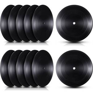 lot 20114 image: Qunclay 12 Pieces Blank Vinyl Records 7 Inch Black Vinyl CD Fake Albums Record for Vintage Room Wall Aesthetic Decoration Roll Music Rock Hippie Decor DIY Project Home Party