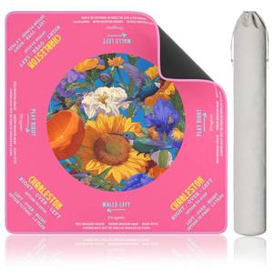 lot 20118 image: Mahjong Mat for Table, 31.5 x 31.5 Inch Non-Slip Mahjong Mat, Floral and Hummingbird Design Mahjong Table Mat, Foldable Soft Surface for American Mahjong & Tile Games