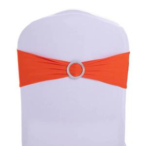 lot 20123 image: Qidkeo Orange Chair Sashes for Wedding 10 Pack Stretch Spandex Chair Sashes Elastic Bow with Buckle Wedding Party Banquet Event Decoration
