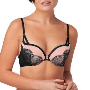 lot 20138 image: Maidenform Underwire Demi Bra, Best Push-Up Bra with Wonderbra Technology, Smoothing Lace-Trim Bra with Push-Up Cups, BlackGentle Peach Strappy Lace, 40C