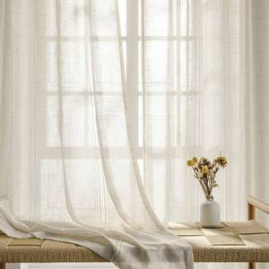 lot 20481 image: Maison Colette Linen Sheer Curtain 84 inches Length, Rod Pocket Semi Sheer Privacy Light Filtering Window Treamtment for BedroomLiving Room, 2 Panels,52 Width,Natural (GREEN, OPAQUE)