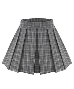 lot 20483 image: TIYOMI Plus Size Skirt for Women Summer Elastic Waist Cute A-Line Mini Skirt Classic Plaid Pleated Skirts Flared Basic Versatile Skater Skirts Gray XL 14W 16W