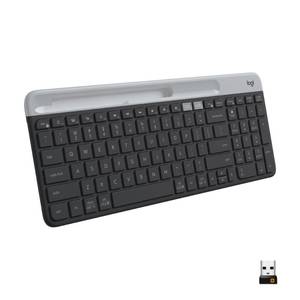 lot 20498 image: Logitech K585 Multi-Device Slim Wireless Keyboard, Built-in Cradle for Device for Laptop, Tablet, Desktop, Smartphone, WinMac, BluetoothReceiver, Compact, Easy Switch, 24 Month Battery - Graphite(Missing Pieces)