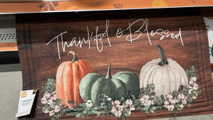 lot 5214 image: Thankful & Blessed Wooden Doormat with Pumpkin Design 4 Pack