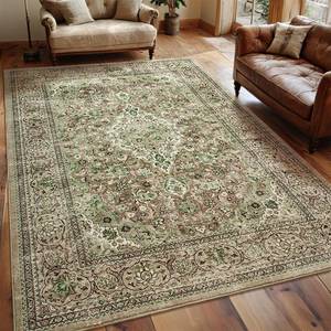 lot 1582 image: Goideal Washable Rug 3x5, Sage Green Area Rugs Non Slip, Indoor Low Pile Carpet with Rubber Backing for Living Room Kitchen Bathroom Entryway Office Bedroom