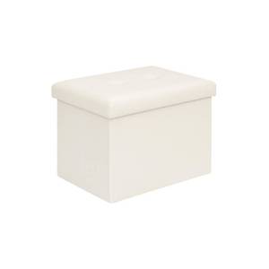 lot 1584 image: B FSOBEIIALEO Folding Storage Ottoman, Faux Leather Footrest Seat Coffee Table Toy Chest Kids, White 16.5x12.6x12.6