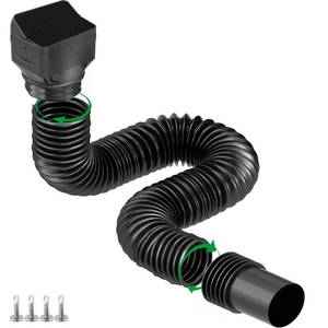 lot 1586 image: Binazon 1 Pack Black-Rain Gutter Downspout Extensions, Downspout Extender for Rainwater Drainage Flexible, Down Spout Drain Extension Pipe, Extendable from 21 to 62 Inches (Fit 3x 4 downspouts)
