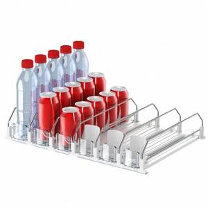 lot 1603 image: IBORING Drink Organizer for Fridge,Self Pushing Fridge Drink Organizer,Automatic Drink Dispenser for Fridge-Holds up to 30 Cans