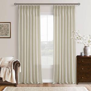 lot 1620 image: Burlap 120 Inch Long Curtains Extra Long Sand Beige Linen Pinch Pleated Curtains 2 Panels for Living Room Bedroom Thick Linen Pleated Hooks Rings Back Tab 120 Inch Drapes for Large Window 50 by 120