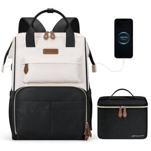 lot 1625 image: Maelstrom Travel Backpack for Women Men,Laptop Backpack Fits 15.6-17.3 Inch Laptop, NurseWork Bag with Insulated Lunch Box (Black-beige)