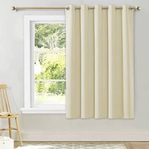 lot 2066 image: NICETOWN Bedroom Window Blackout Curtain Panel, Beige, 1 Panel, 70 x 63 inch, Thermal Insulated Blackout DrapeDrapery for Loft, Guestroom