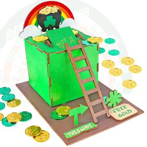 lot 2067 image: RGJ St Patricks Day Leprechaun Trap Kit for Kids, Wooden DIY Leprechaun Trap Craft Kit to Catch A Leprechaun, St Patricks Day Decorations for Kids Party Supplies (Finished Painted)