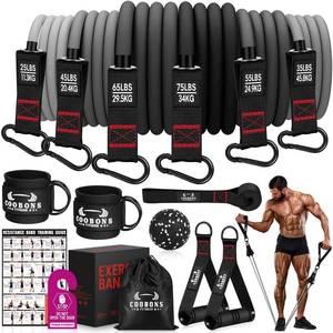 lot 2070 image: Heavy Resistance Bands for Working Out, 300LBS Exercise Bands with Handles, Workout Bands for Men, Weight Fitness Bands Set for Muscle Training, Strength, Slim, Yoga, Home Gym Equipment