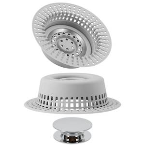 lot 2082 image: Shower Drain Hair Catcher, Bathtub Drain Cover Hair Trap Strainer Upgraded Protector with Silicone & Stainless Metal Designed for Pop-Up and Regular, Effective Without Slowing Drainage