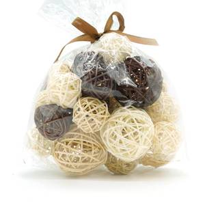 lot 2094 image: Qingbei Rina 20 PCS Wicker Rattan Balls,Decorative Balls for Bowls,Vase Filler for Centerpieces,Decorative Orbs Woven Spheres,Bowl Fillers Decor(Beige Brown White)