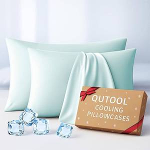 lot 2103 image: Premium Cooling Pillowcases King Size Set of 2 for Hot Sleeper & Night Sweats Beauty Sleep Reduces Wrinkles & Frizz Softer Than Silk Pillow Cover Oeko-TEX Certified Mint Green Breathable