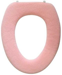 lot 2105 image: Warm-n-Comfy Soft Toilet Seat Cover - Plush & Thick Fabric Toilet Seat Warmer for Round & Elongated 14x18 Toilet Seats - Reusable, Machine-Washable, Easy-Install - Gift-Ready Packaging - Pastel Pink