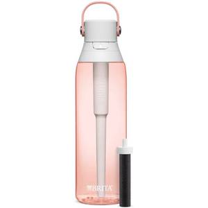 lot 2111 image: Brita Hard-Sided Plastic Premium Filtering Water Bottle, BPA-Free, Reusable, Replaces 300 Plastic Water Bottles, Filter Lasts 2 Months or 40 Gallons, Includes 1 Filter, Blush - 26 oz