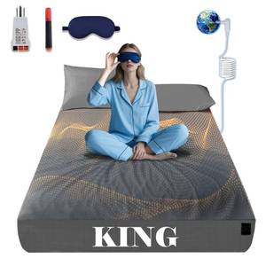 lot 2113 image: NAGS� Grounding Sheets,Grounding Bedding Sheet, Soft Cotton with Pure Silver Fitted Grounded Sheet for Improved Sleep,Pain Relief (Dark Gray, King)