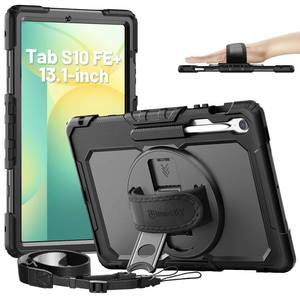 lot 2117 image: Timecity Case for Samsung Galaxy Tab S10 FE S10 FE Plus 5G 2025 Protective 13.1 inch Tablet, Shockproof Heavy Duty Cover with S Pen Holder, Kickstand, Screen Protector, Hand & Shoulder Strap, Black