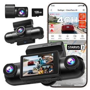 lot 2120 image: REDTIGER 4 Channel 360° View Dash Cam, Dual STARVIS 2, 2.5K21080P2 Dashcam Front and Rear Inside Left Right, 5.8GHz WiFi, 8 IR Lights Night Vision, 4 Adjustable Lenses, Included 128GB Card (VP40)