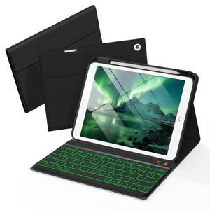 lot 4369 image: Senyoson Folio Keyboard Case for iPad 9.7 inch 6th 2018, 5th 2017, Air 2 2014 Released, Magnetic Wireless Detachable Keyboard, 7-Color Backlight, Thin & Light, Pencil Holder (Black)