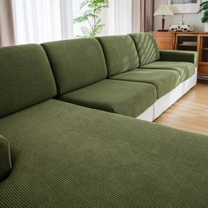 lot 4382 image: QIANMEW Couch Cushion Covers, Comfort Soft Magic Sofa Covers Washable Stretch Resistant Slipcovers for Sectional and L Shaped Seats Furniture Protectors for Pets (1PC Chaise Cover, Green)