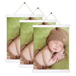 lot 4385 image: Magnetic Poster Hanger Frame In White 3 pack, 10x18 10x16 10x12 Poster Frame Wooden Magnetic Hanging Kit for Walls Map Canvas Artwork