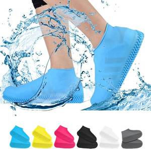 lot 4390 image: VBoo Waterproof Shoe Covers, Non-Slip Water Resistant Overshoes Silicone Rubber Rain Shoe Cover Outdoor cycling Protectors apply to Men, Women, Kids (Medium, Blue)