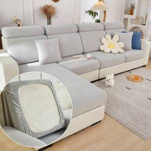 lot 4394 image: Yoovat Couch Cushion Covers for Sofa Couch Covers Wear-Resistant Universal Sofa Cover Washable Stretch for Sectional Slipcovers (Texture-Light Gray,Extra Large Single Seat Cover)