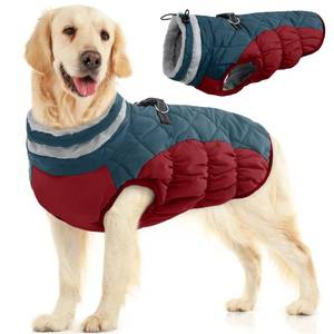 lot 4397 image: FUAMEY Dog Coat for Large Dogs,Waterproof Dog Winter Jacket with Harness Built in Puppy Cold Weather Coats Reflective Pet Vest with Zipper Warm Fleece Dogs Snowsuit Windproof Dark Blue XL