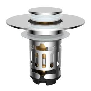 lot 4420 image: Hibbent Upgraded 3 in 1 Bathroom Sink Drain Strainer, Universal Pop Up Stopper with Removable Stainless Steel Filter Basket Hair Catcher, Sink Plug for 1.12.36 Basin, Brass Bullet Core, Chrome