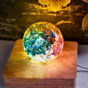lot 4421 image: vskikris 60mm Ice Cracked Crystal Ball Paperweight with Stand Decorative Healing Glass Ball �� Christmas Decor Feng Shui Home Ornaments Divination, Photography, Gothic-Style Gifts