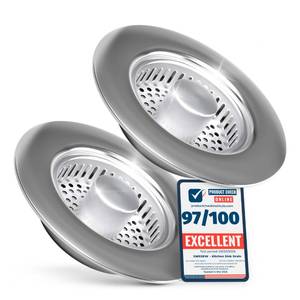 lot 4437 image: Premium 2 Pack - Kitchen Sink Drain Strainer Bathroom 3 in 1 Stainless Steel Sink Strainer Sink Stopper Dish Drainers Small Plug Filter Clearance Sink Cover Food Catcher Sink Protectors