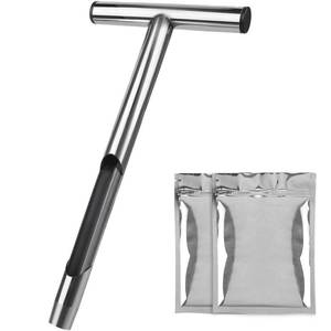 lot 4455 image: 12 Inch Soil Probe, Stainless Steel Soil Sample Probe with 2 Bags, T-Handle Soil Test Probe Kits Tool for Soil Sampling, Home Plant Care, Garden, Farm, Lawn