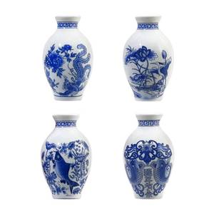 lot 4457 image: GDSZJLJ Blue and White Porcelain Refrigerator Magnets, 4PCS Chinese Ceramic Fridge Magnets 3D Vase Decorations, House & Office Use Floral Magnets for Whiteboard Fridge & Locker Decor