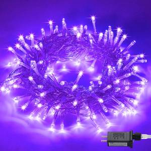 lot 4470 image: JMEXSUSS Connectable 100 LED Purple Christmas Lights Indoor, 8 Modes Plug in Purple String Lights Clear Wire, 33ft Christmas Tree Light Outdoor for Xmas Tree, Garden, Bedroom