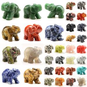 lot 4473 image: Mix 12pcs Elephant Gemstone Figurines Hand Carved Pocket Statue Healing Crystals Good Luck for Home Decor 1.5 inches