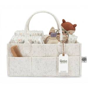 lot 5264 image: Parker Baby Diaper Caddy - Nursery Storage Bin and Car Organizer for Diapers and Baby Wipes - White, Large