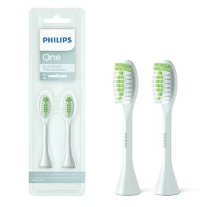 lot 6004 image: Philips One by Sonicare 2pk Brush Heads, Mint Blue BH102203