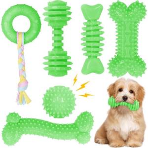 lot 6028 image: CGBD Puppy Toys, 6 Pack Dog Chew Toys for Puppy, Cute Green Small Dog Toys Teething Toys for Puppies, Soft Durable Interactive Chew Toy for Small Dogs