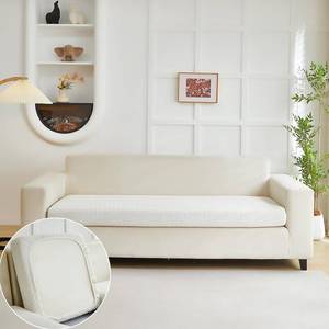 lot 6040 image: Yoovat Couch Cushion Covers for Sofa Couch Covers Wear-Resistant Universal Sofa Cover Washable Stretch for Sectional Slipcovers (Texture-Cream White,Large Triple Seat Cover)