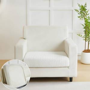 lot 6041 image: Yoovat Couch Cushion Covers for Sofa Couch Covers Wear-Resistant Universal Sofa Cover Washable Stretch for Sectional Slipcovers (Texture-Cream White,Extra Large Single Seat Cover)