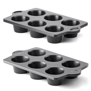 lot 6062 image: HONGBAKE Nonstick Jumbo Muffin Pan, 2 Pack Large Cupcake Tin for Baking, Cup Cake Tray, 3.5dia, 6 Cup, Premium, Extra Thick, Dishwasher Safe