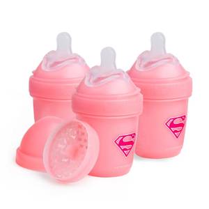 lot 6068 image: Herobility Anti-Colic Baby Bottles 5 oz  140 ml �� Pack of 3 Newborn Baby Bottles, Slow Flow Plastic Bottles, Breast-Shaped Teat for Breastfed Babies, Small Baby Bottles, Swedish Design, Supergirl